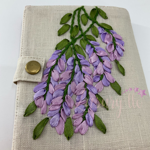 Lavender Embroidery Passport Wallet & Silk Mask, Wedding Gift,Versatile Washable - Picture 4 of 15